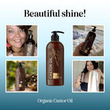 Hexane Free Organic Castor Oil - USDA Organic Castor Oil for Body Detox Hair Growth & Skin Care - Extra Virgin Organic Hair Oil for Dry Damaged Hair and Carrier Oil for Essential Oils Mixing (16oz)