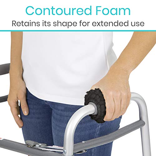 Vive Walker Handle Cushions (2-Pack) Extra Soft Sheepskin Grips - Padded Hand Cover Accessories for Folding Rolling Wheelchair, Rollator Handle, Senior, Elderly Grippers - Foam Padding for Disability