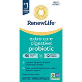 Renew Life Extra Care Digestive Probiotic Capsules, 50 Billion CFU Guaranteed, Daily Supplement Supports Immune, Digestive and Respiratory Health, L. Rhamnosus GG, Dairy, Soy and gluten-free, 60 Count