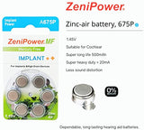 ZeniPower Mercury Free (0% Hg) Extra High Power Cochlear Implant BTE Speech Processor Batteries Zinc Air 1.4V Size 675P, 675CI, Implant Plus (30 Batteries)