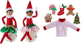 The Elf on the Shelf Outfit Value Pack - 2 Festive Skirts and DIY Ugly Sweater Set with 6 Interchangeable Velcro Christmas Designs - Surprise Your Kids with New X-Mas Clothes Every Day