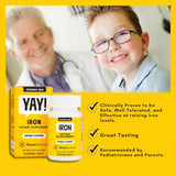 NovaFerrum Yay | Chewable Iron Supplement for Kids & Adults for Anemia | 18mg of Iron | 90 Servings | Sugar Free | Vegan | Gluten Free | Orange Flavor