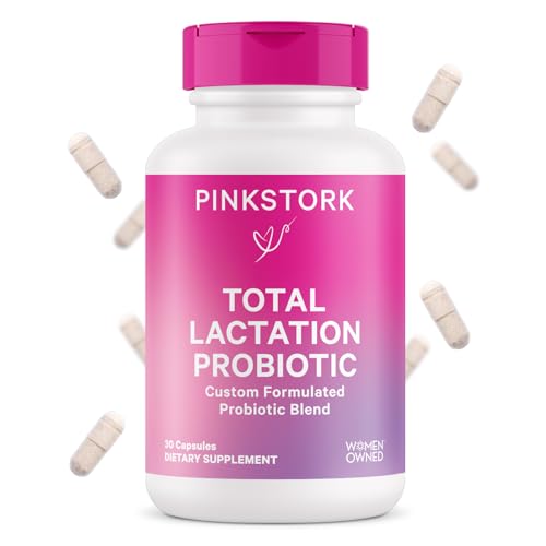 Pink Stork Lactation Probiotic Supplement for Breastfeeding Women, 10 Billion CFUs Multi Strain Postnatal Probiotics for Breast Milk & Gut Health, Postpartum Essentials, 30 Capsules