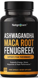 Natgrown Ashwagandha Maca Root Fenugreek Extract Capsules Supplement for Men & Women - Vegan Pills - 120ct