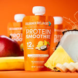 Designer Wellness Protein Smoothie, Real Fruit, 12g Protein, Low Carb, Zero Added Sugar, Gluten-Free, Non-GMO, No Artificial Colors or Flavors, Tropical, 12 Count