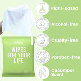 HyperGo Full-Body Rinse-Free Hypoallergenic Biodegradable Bathing Shower Wipes –All Natural, Refreshing Anytime Anywhere, Post Workout, Camping, Travel, Daily Life, 12”x12” X-Large Cucumber, Pack of 1