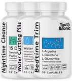 Youth & Tonic Sculpt Lean Cleanse 3 x Diet Pills w/Bedtime Trim & Water Weight Away & 15 Day Cleanser as Support for Protein Metabolism Energy Water Retention Loss & Belly Bloating for Women & Men