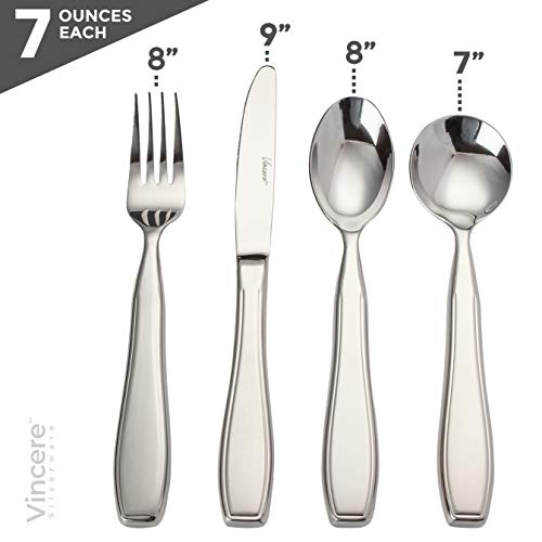 Weighted Utensils for Tremors and Parkinsons Patients - Heavy Weight Stainless Steel Silverware Set, Adaptive Eating Flatware Helps Hand Tremors, Parkinson, Arthritis - Knife, Fork, 2 Spoons & Bag