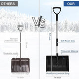 Ergonomic Large Snow Shovel for Driveway: 52-Inch Snow Shovel for Snow Removal Lightweight Portable Plastic Aluminum Blade Shovel for Garden, Car, Camping