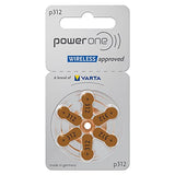 Hearing Aid Battery Powerone Size 312 60 Batteries No Mercury, 3 Pack