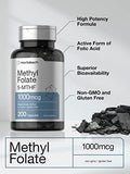 Methyl Folate 1000 mcg | 200 Capsules | 5-MTHF | Folic Acid Supplement | Non-GMO, Gluten Free Methylfolate | by Horbaach