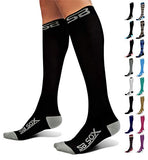 SB SOX Compression Socks (20-30mmHg) for Men & Women – Best Compression Socks for All Day Wear, Better Blood Flow, Swelling! (Small, Black/Gray)