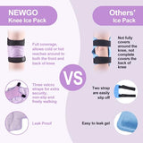 NEWGO Ice Pack for Knee Replacement Surgery, Reusable Gel Cold Pack Knee Ice Pack Wrap Around Entire Knee for Knee Injuries, Knee Ice Wrap for Pain Relief, Swelling, Bruises - Purple