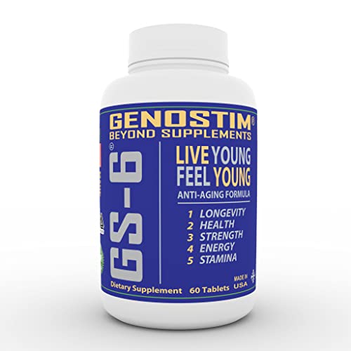 Genostim GS-6® Anti-Aging Protein Peptide Supplement-100mg of Hexatide Peptide Supports Youthful Energy, Accelerated Healing and Cellular Rejuvenation for Men and Women, 60 Tablets