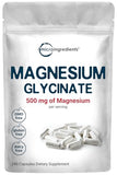 Magnesium Glycinate 500mg Per Serving, 240 Capsules | Potent Elemental Form, 100% Chelated, High Absorption | Healthy Muscle, Bones, & Mood Support Supplement | Non-GM