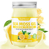 softbear Sea Moss Gel Lemon Flavored 12 OZ - Wildcrafted Irish Sea Moss Gel Organic Raw 92 Minerals and Vitamins Non-GMO Gluten-Free Vegan Supplements Immune Digestive Support