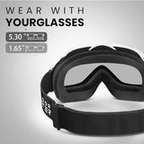 OutdoorMaster OTG Ski Goggles - Over Glasses Ski/Snowboard Goggles for Men, Women & Youth - 100% UV Protection (White Frame + VLT 36% IceBlue Lens)