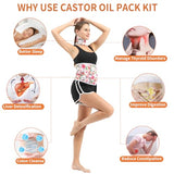 KANAV 4 Pack Castor Oil Pack Wrap for Waist & Neck - Reusable Organic Cotton Flannel Castor Oil Packs for Liver Detox Thyroid Constipation Insomnia and Inflammation (Oil Not Included)