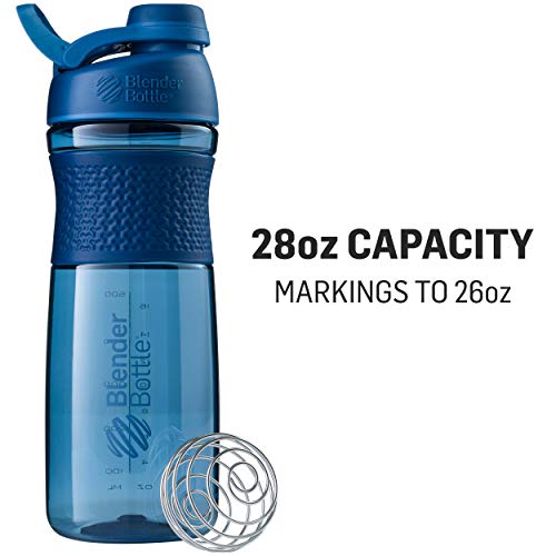 BlenderBottle SportMixer Shaker Bottle Perfect for Protein Shakes and Pre Workout, 28-Ounce, Navy