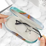 Fintie 2 in 1 Contact Lens Case and Eyeglasses Case, Double Sided Portable Contact Lens Travel Case with Built-in Mirror, Tweezer and Contact Lens Solution Bottle Included, Emerald Marble