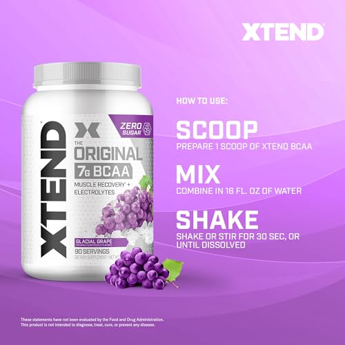 XTEND Original BCAA Powder 7g BCAA and 2.5g L-Glutamine, Sugar Free Post Workout Muscle Recovery Drink with Amino Acids for Men & Women, 90 Servings