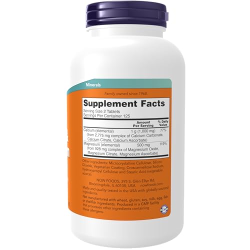 NOW Supplements, Calcium & Magnesium 2:1 Ratio, High Potency, Supports Bone Health*, 250 Tablets