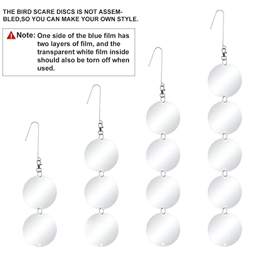 XPCARE 48 Pcs Bird Scare Discs -Highly Reflective Double-Sided Bird Reflectors, Upgraded Discs Set Reflective to Keep All Birds Away Like Woodpeckers, Pigeons, Ducks