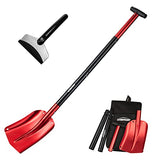 Overmont Folding Emergency Snow Shovel for Car - 32" 42" Small & Compact Tool with Ice Scraper and Carrying Bag- Lightweight Aluminum Shovels for Snow Camping Skiing Snowmobiles