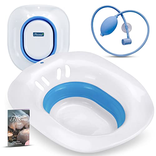 Sitz Bath for Hemorrhoids Soak and Postpartum Care | Toilet Seat | Bartholin Cyst Tub | at Home Soaking Procedures for Man and Detox Vaginal Steaming for Women with Massage Hand Flusher