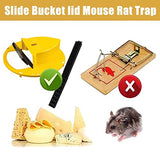 3 Pack Mouse Trap Bucket, Automatic Reset Slide Bucket Lid Mouse Trap, Humane or Lethal, Flip Lid Mouse Traps Auto Reset, Indoor Outdoor, 5 Gallon Bucket Compatible (Without Barrel)