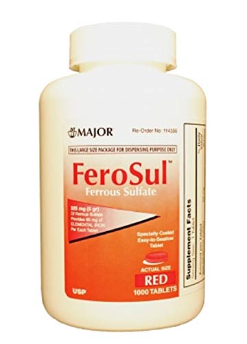 Ferus Tablet Examples Major FEROSUL 5GR FC RED TABS Ferrous SULFATE-325 MG Red 1000 Tablets