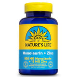 Nature's Life Monolaurin Plus Zinc Immune Support Supplement - 936mg Monolaurin from Raw Coconuts, Zinc 15mg, Supports Gut Health, Balanced Gut Flora, 60-Day Guarantee, 45 Serv, 90 Vegetarian Capsules