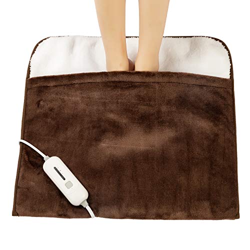 Gintao Electric Heated Foot Warmers for Men and Women,Foot Heating Pad Electric with Fast Heating Technology,Heating Pad Feet Warmer Auto Shut Off with 3 Temperature Setting,22×20 inches,Brown