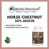 Remedys nutrition® Horse Chestnut Extract Aescin 20% - 1,000mg Vegan Capsules Herbal Supplement - Non-GMO, Gluten Free, Dairy Free - Two Month Supply (60 Count)