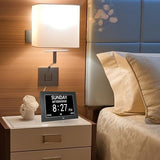 FEYBYLA Alarm Clock with Day and Date for Elderly 3Displays 7inch Digital Calendar Day Clock Photo Frame- Auto Dimmable Display 8 Alarm Options, Day Clock with Non-Abbreviated Day & Month