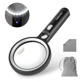 Magnifying Glass with 30 LED Lights, 10X 20X 45X Handheld Illuminated Lighted Magnifier with 1UV Light for Seniors Reading, Inspection, Coins, Jewelry, Exploring Light Magnifying Glass