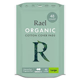 Rael Pads for Women, Organic Cotton Cover - Period Pads with Wings, Feminine Care, Sanitary Napkins, Heavy Absorbency, Unscented (Large, 48 Count)