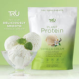 TRU Plant Based Protein Powder, BCAA, EAA, 20g Vegan Protein, 100 Calories, 27 Vitamins, No Artificial Sweeteners 25 Servings (Vanilla)