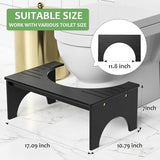 PheeHong Toilet Stool Poop Squat Stool for Adults and Kids Bamboo 7" Foot Potty Step Stool for Bathroom Squatting Position can Relieve Intestinal Pressure and Help Defecation (Black)