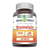 Amazing Formulas Bromelain 500 Mg Tablets Supplement | Non-GMO | Gluten Free | Made in USA (240 Count)
