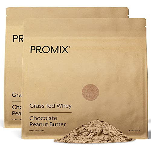 Promix Whey Protein Powder, Chocolate Peanut Butter - 5lb Bulk - Grass-Fed & 100% All Natural - ­Post Workout Fitness & Nutrition Shakes, Smoothies, Baking & Cooking Recipes - Gluten-Free