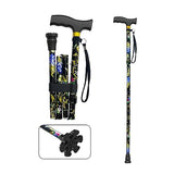 LIXIANG Walking Cane with Replacement Base-Folding Cane,Adjustable Colorful Walking Stick for Men & Women with Comfortable T-Handle,Stylish Balancing Mobility Aid,Black Flower