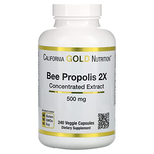 Bee Propolis 2X Potency, Concentrated Extract 500 mg, Equivalent to 1000 mg of Natural Propolis, Support Immune Health & Vitality*, 240 Veggie Capsules