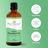 Plant Therapy Organic Peppermint Essential Oil 100% Pure, USDA Certified Organic, Undiluted, Natural Aromatherapy, Therapeutic Grade 100 mL (3.3 oz)