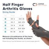 Copper Compression Arthritis Gloves | Fingerless Arthritis Carpal Tunnel Pain Relief Gloves For Men & Women | Hand Support Wrist Brace For Rheumatoid, Tendonitis, Swelling, Crocheting - Grey XS