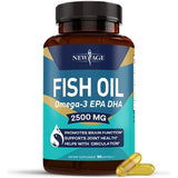 NEW AGE Omega 3 Fish Oil 2500mg Supplement Immune & Helath Support – Promotes Joint, Eye & Skin Health - Non GMO - EPA, DHA Fatty Acids Gluten Free (90 Softgels (Pack of 1))