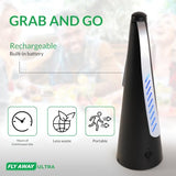 Fly Away Ultra - 2 Pack Rechargeable Outdoor Fly Repellent Fan with Ultrasound, Outside or Inside Tabletop use, Restaurant, Barbeque, Events, Deter Flies, Wasps, Bees, Moscas and Bugs, Hanging Hook.