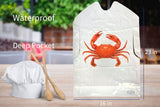 Crab Bib & Wet Wipe Bundle- 25 Disposable Bibs and 25 Moist Towelettes for Crawfish Boil, Seafood Fest, or Home Dinner Party White/Red