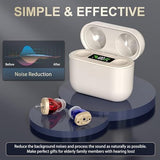 Swaloo Hearing Aids Digital Rechargeable with Charging Box Indicating Remaining Power, CIC Noise Cancelling Invisible Sound Hearing Amplifier, Intelligent Hearing Aid Noise Reduction (Red & Blue)