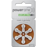 Power One Mercury Free Hearing Aid Batteries Size 312, 3 Pack (60 Batteries)